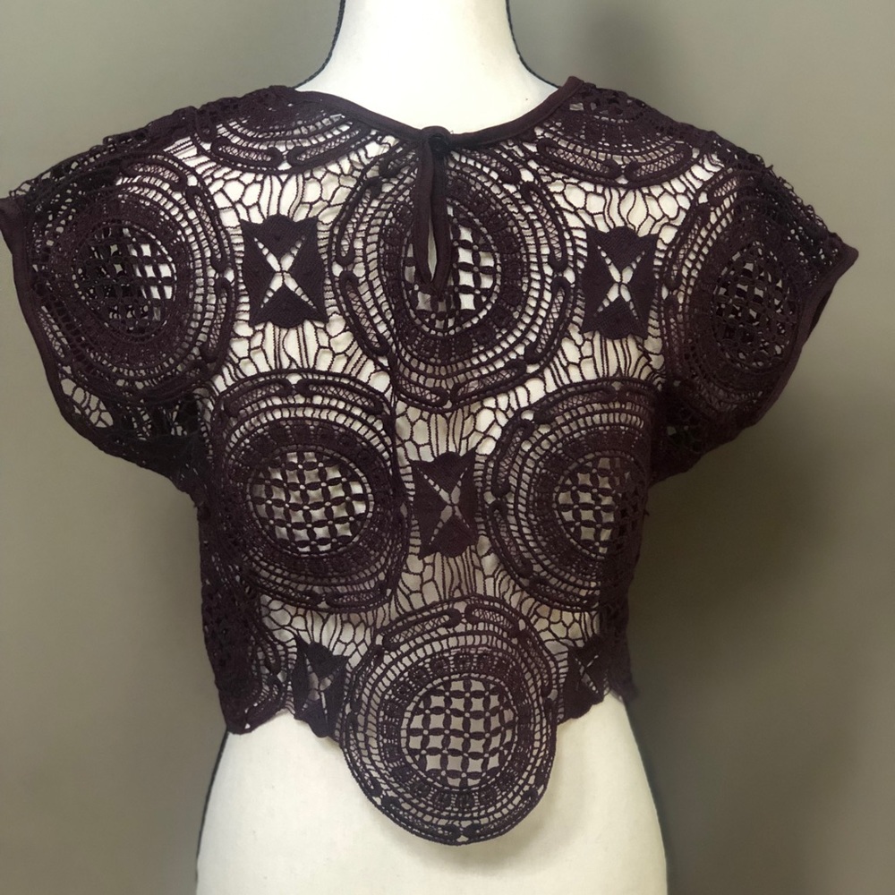 L A hearts Burgundy Lace  top